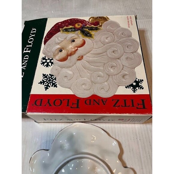 Vntg Fitz & Floyd Canape/Candy Plate Santa Face Christmas Holiday Collection Box - Picture 5 of 5